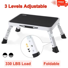 Step Stool Ladder Foldable 3 Adjustable Height Max Load 330lbs For Home, Office