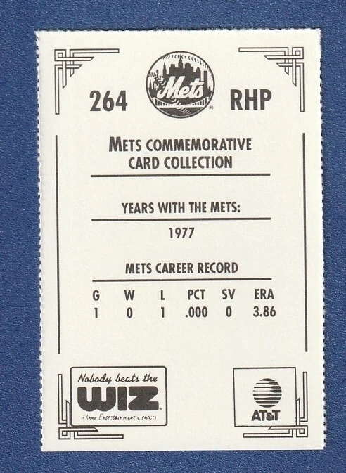 GEORGE MEDICH 1991 Wiz PROMO Stadium Giveaway AT&T Mini Card #264 Mets SGA DOC! - Image 2 of 2