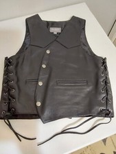 Wilsons Leather Motorcycle Vest Mens Large Eagle Biker Lace Up  Snap Western