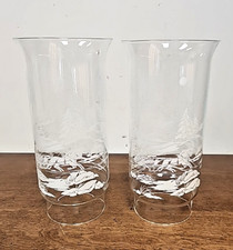 VINTAGE CURRIER  IVES WINTER SCENE HURRICANE SHADES - PAIR