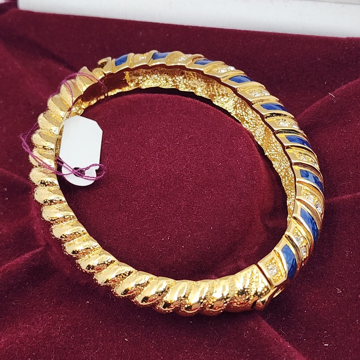 Camrose & Kross Gold Tone Rhinestone Blue Stone Bangle Bracelet | eBay