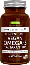 Vegan Omega 3 Triglyceride, Algae Oil & Astaxanthin Antioxidant, 1344Mg Omega 3,