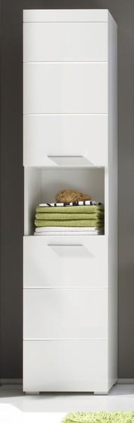 Badschrank Hochschrank Weiß Hochglanz 2-TüRig Badezimmer Bad MöBel 37X190 Amanda-image