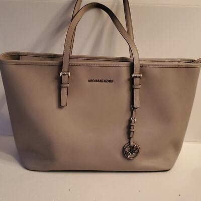 Michael Kors Taupe Tote Bag With Top Zip Closure EY-1509