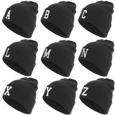 MSTRDS Letter Cuff Knit Beanie Alphabet Mütze A-Z Buchstaben TurnUp 3D Stick Uni