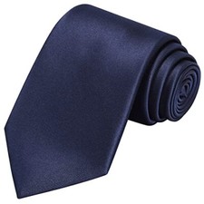Solid Satin Tie Pure Color Necktie Mens Ties  Gift Box Marine Blue