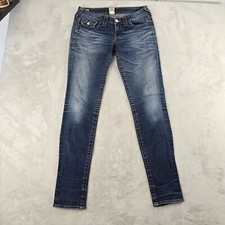 True Religion Julie Super T Jeans Skinny Dark Wash Flap Button Pockets Size 29