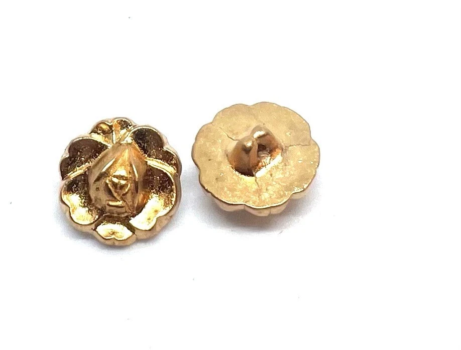 11.5mm X 10 Pcs Gold Round Floral Shank Button Flower Rose Tiny Bud Doll - Image 4 of 4