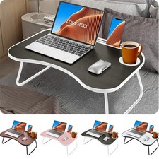 Laptop Table Portable Laptop Stand for Bed Foldable Table Tray with Cup Holder