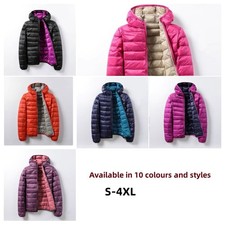 NEW Womens Down Coat Hooded Jacket Winter Warm Outwear Lightweight Double Side