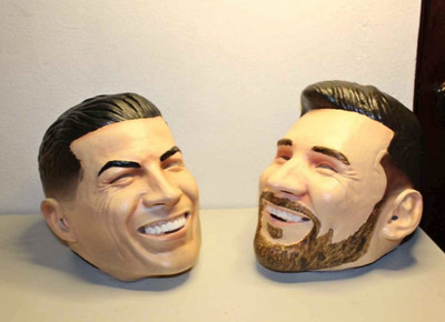 2 Mask Latex Soccer Lionel Messi and Cristiano Ronaldo - FAST Shipping - DHL