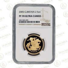 2005 Gold Proof Double Sovereign PF70 Ultra Cameo – Timothy Noad Design