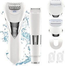 Electric Bikini Epilator for Women, 5 in 1 Hair Removal Face, Chin, White