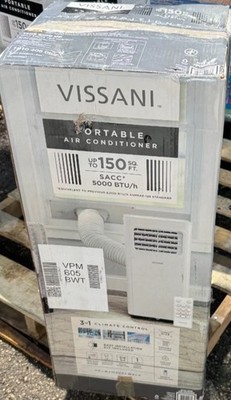 Vissani Portable Air Conditioner 5000 BTU 150 Sq Ft 3-in-1 AC Unit VAP05R1AWT