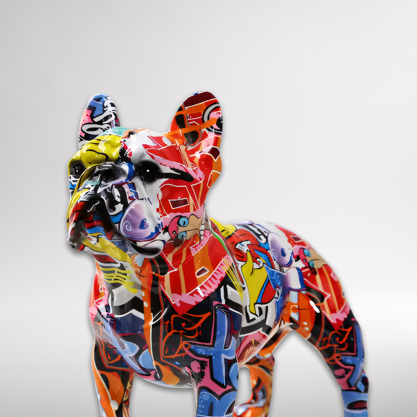 French Bulldog Statue | Urban Graffiti Art Decor | Handmade Resin Sculpture
