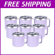 Purple Stainless Steel Coffee Mug 8 Pack