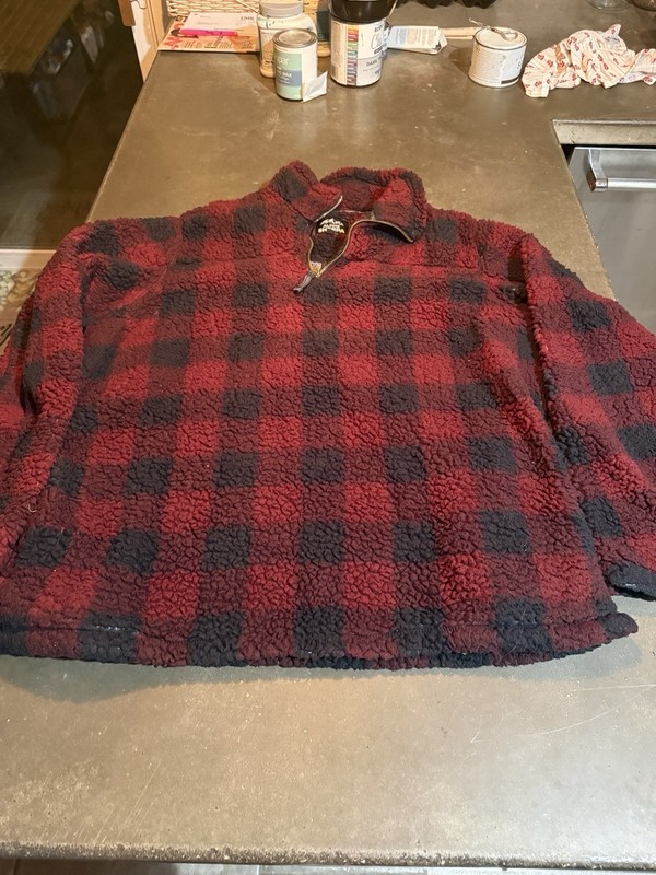 Alpine Sherpa Jacket Pullover Deep Pile Long Sleeve 1/4 Zip Women XXL Red/black