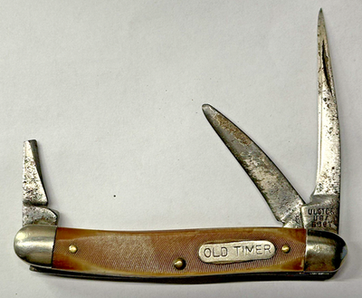 Vintage Ulster Old Timer 580T 3 Blade Pocket Knife Well Used and