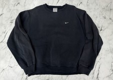 Vintage 90s Nike Crewneck Sweatshirt Mens Medium Navy Blue Swoosh Logo Fleece