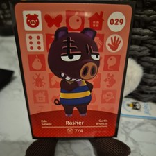 029 RASHER Animal Crossing Amiibo Card  Authentic