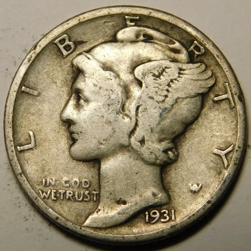 1931 P Mercury Dime F-VF "Actual Coin Pictured- Not Cleaned, polished or Dipped"