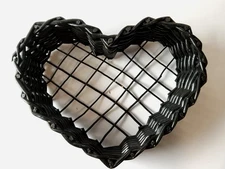 Unbranded Large Black Woven Wood Heart-Shaped Basket