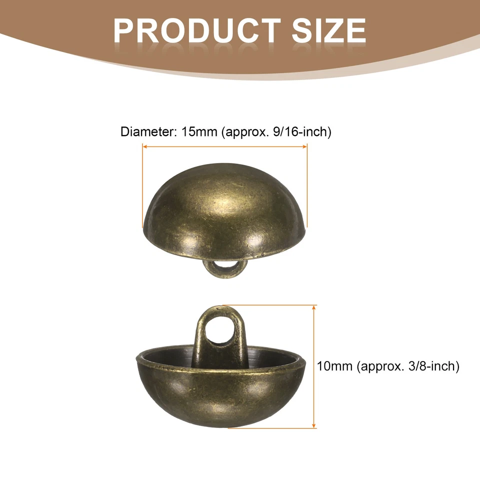 12 Stk. Halbkugelknöpfe 15mm, für Blazer/Mantel, Bronze - Bild 2 von 4