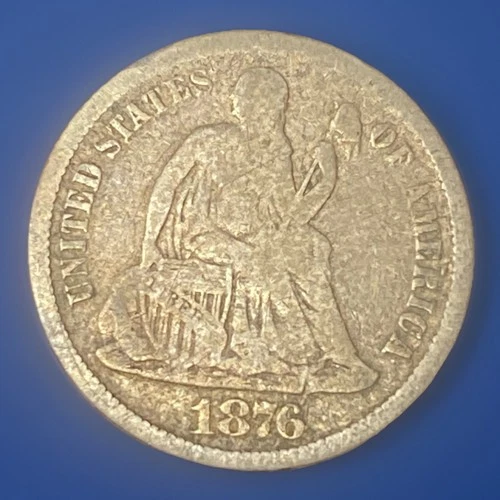 1876-CC Seated Liberty Dime Carson City Mint 10 Cents 90% Silver U.S. Coin