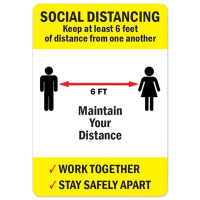 Social Distancing Keep At Least 6 Feet Of Distance OSHA Notice Sign Metal