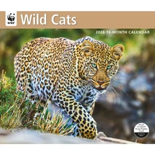 Carousel Calendars,  Wild Cats WWF 2026 Wall Calendar, 12.01'' X 14.09'', 16-Mon