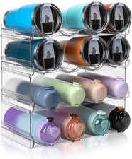 Stackable Water Bottle Organizer, Large Compartment Water Bottle Holder, 4 Tier
