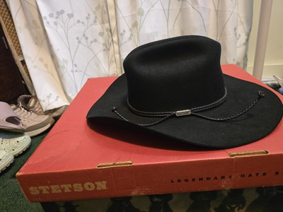 #ad VTG Stetson Rancher 4X Beaver Fur Felt Cowboy Hat Size 7 Silverbelly Stetson Pin $130.00