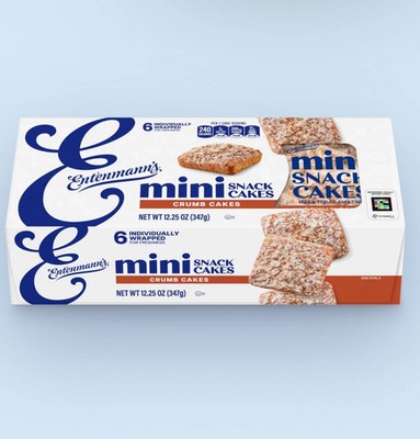 New Entenmann's Mini Snack CRUMB Cakes Individually Wrapped Pastry 12.25oz