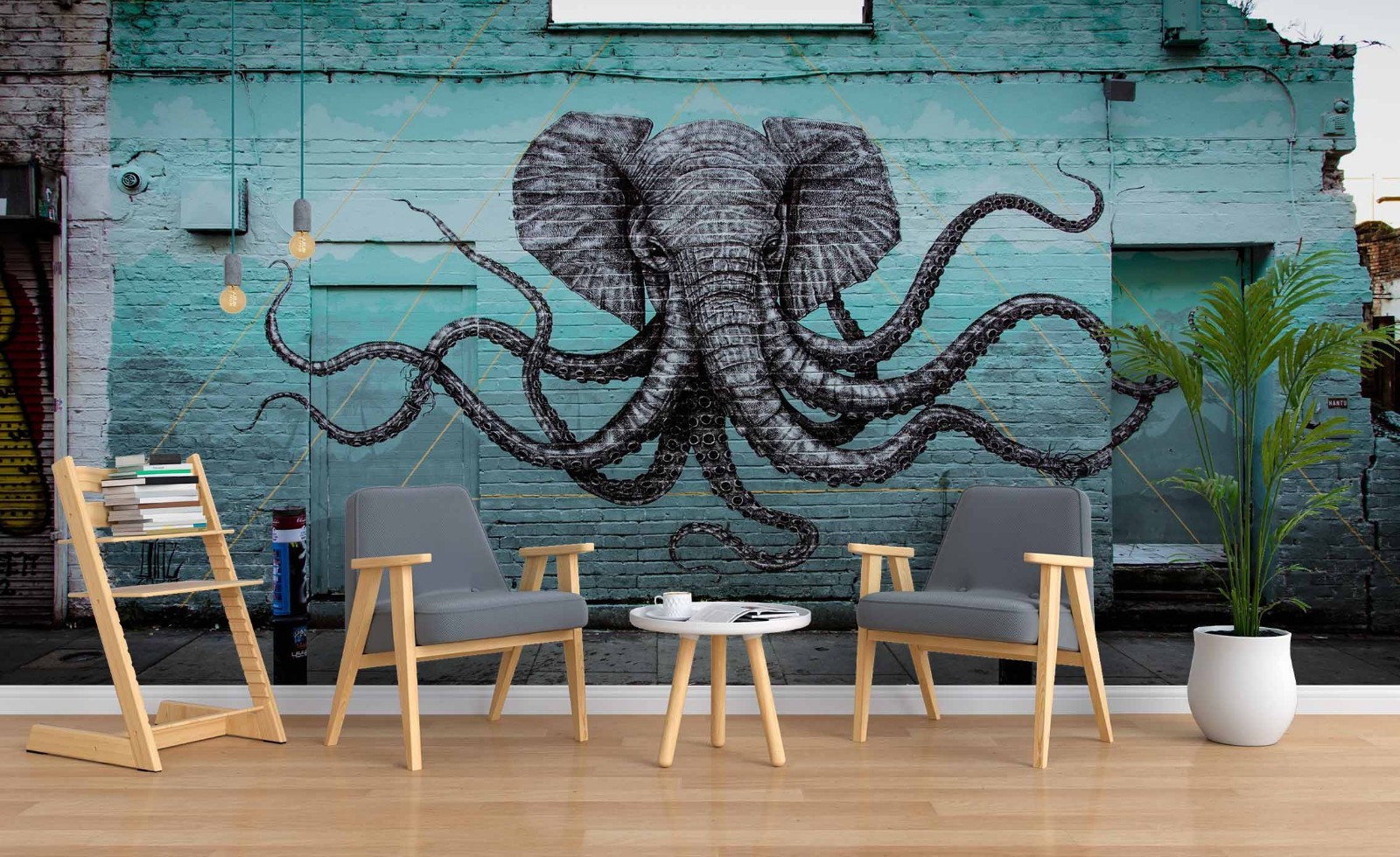 3D Fantasy Elephant Octopus Graffiti Wall Murals Wallpaper Murals Wall Sticker