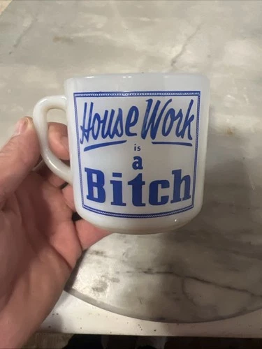 Federal Glass Vintage Mug Cup House Work is a Bitch Mid Century Modern Kitchen