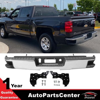 Chrome Rear Step Bumper w/o Sensor Holes For 14-18 Chevy Silverado/Sierra 1500