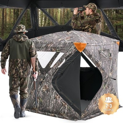 Uimoso Hunting Blind 270° Deer Duck Ground Blind 3 Windows Mesh for 2-3 Person