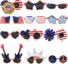 12 Pack Patriotic American Flag Glasses, 4Th of July Red White and Blue Sunglass