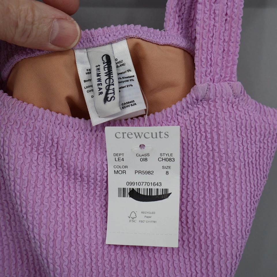 Traje de baño Crewcuts ajustado Top Niñas 8 Rosa Scrunchie Barbie Playa Piscina Nadar Nuevo con etiquetas Foto 4 de 4