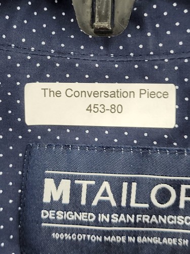 MTailor Shirt Mens Large Blue Polka Dot Long Sleeve Button Up Modern Preppy - Picture 7 of 7