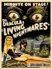 1950s Dr Draculas Living Nightmares Classic Science Fiction Movie Poster - 18x24
