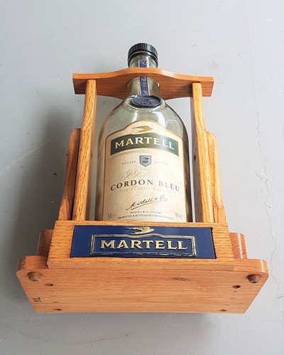 Martell Cordon Bleu Bottle Display Stand, Vintage Display with Wooden Cradle - Picture 8 of 12