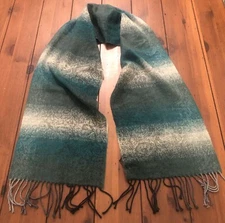 Cejon Italy Ombre Paisley Soft Woven Scarf Neck Wrap Fringe Teal Green Multi