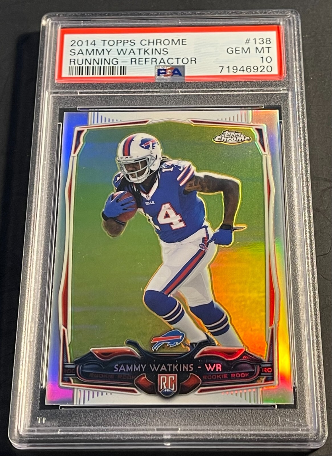2014 SAMMY WATKINS TOPPS CHROME RUNNING REFRACTOR #138 PSA 10 BILLS