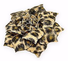 Brooch Faux Fur Fabric Leopard Print Flower - BC-0051