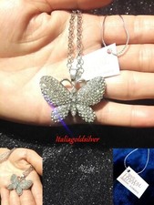 Collana Argento 925 R SWAROVSKI Donna Farfalla Cristalli  Originali Ragazza  oro