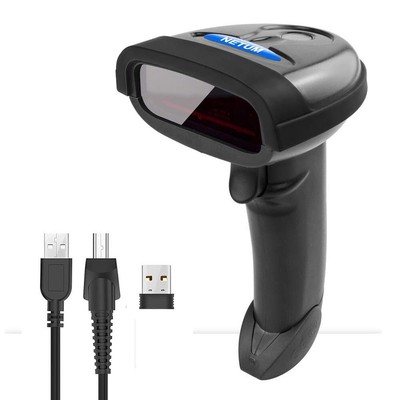 Wireless Barcode Scanner 2 in 1 2.4G Wireless & USB Wired 1D Laser Barcode Re...