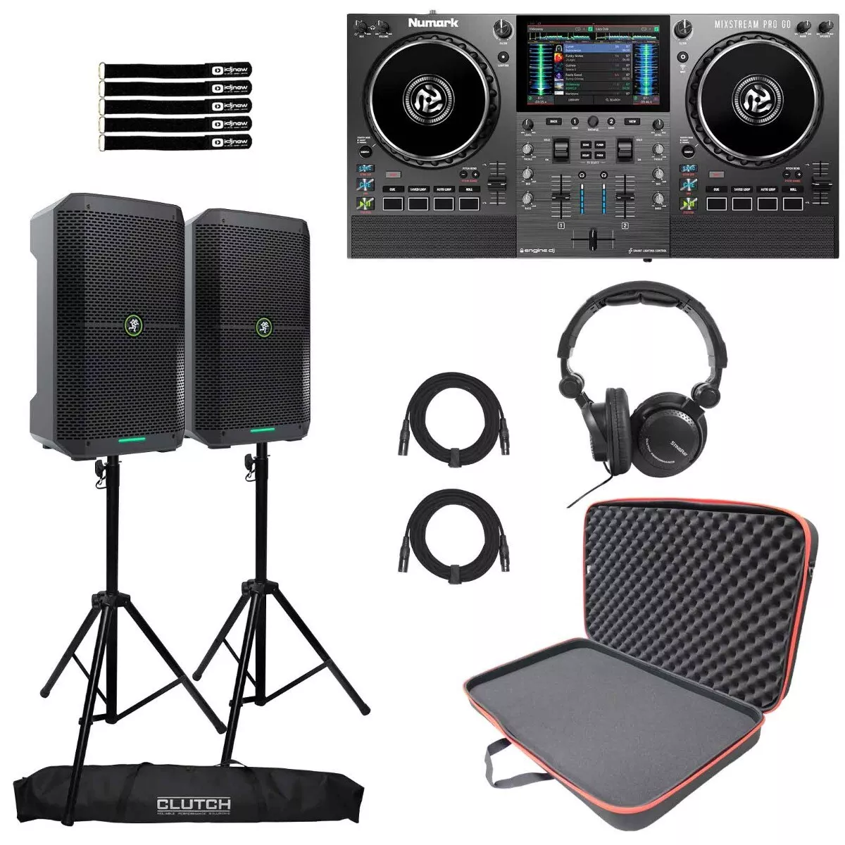 Numark MIXSTREAM PRO GO Battery Powered DJ Controller w Mackie Thump 8