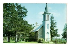 Festina Iowa Postcard, St. Anthony's Chapel, Church, Grave Headstones  #75096