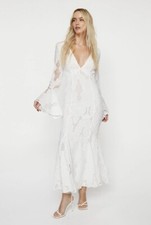 Nasty Gal Cut Work Plunge Maxi Dress UK 4